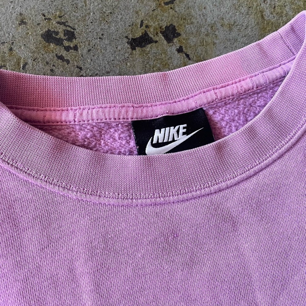 Nike Sportswear Cropped Fleece Oversized Crew-Neck Pastel Lilac Sweatshirt Sz SM - Picture 2 of 9